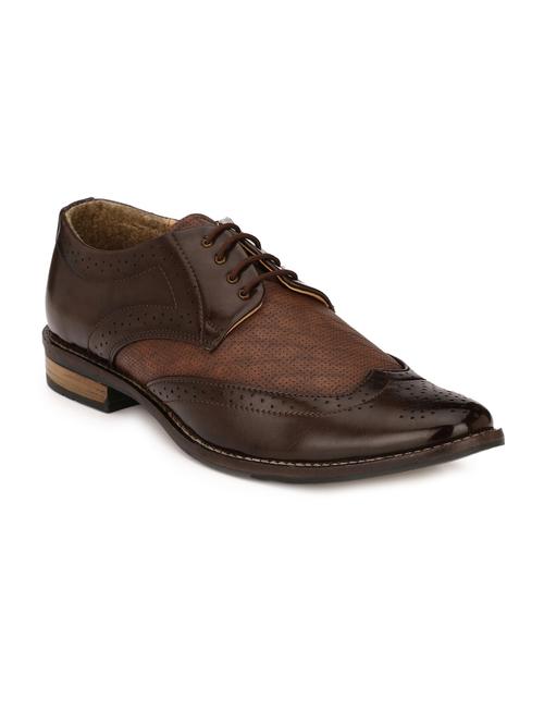 brown leatherette lace up brouge - 13343821 - Very Small Image - 1