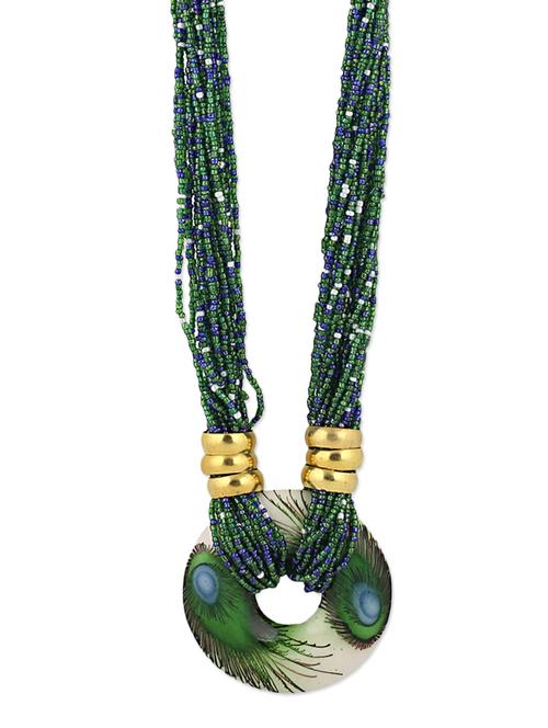 green colored crystal long necklace - 13348915 - Very Small Image - 1