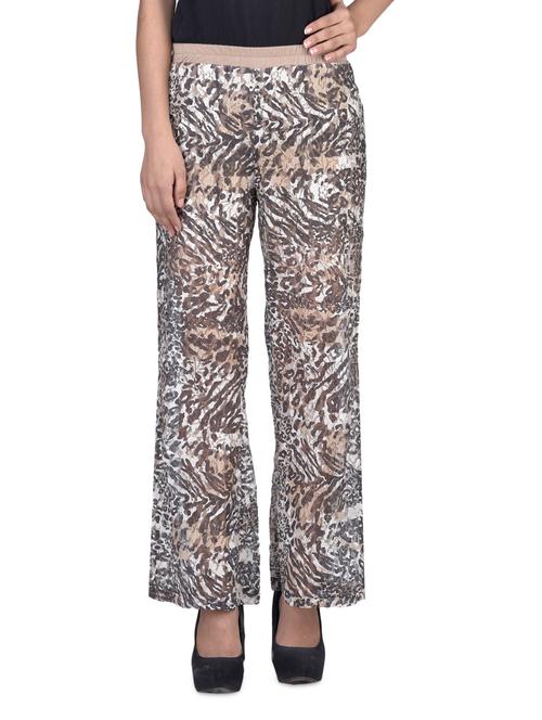 beige nylon and viscose printed palazzo - 1335868 - Very Small Image - 1