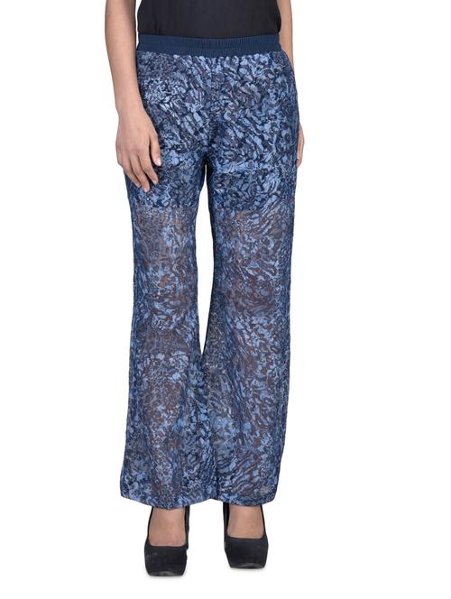blue nylon and viscose printed palazzo - 1335869 - Very Small Image - 1