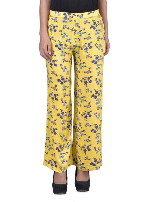 yellow rayon printed palazzo - 1335872 - Very Small Image - 1