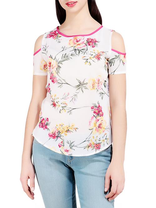 white floral printed top - 13362277 - Very Small Image - 1