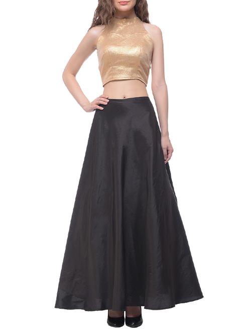 black poly silk aline lehenga - 13363905 - Very Small Image - 1