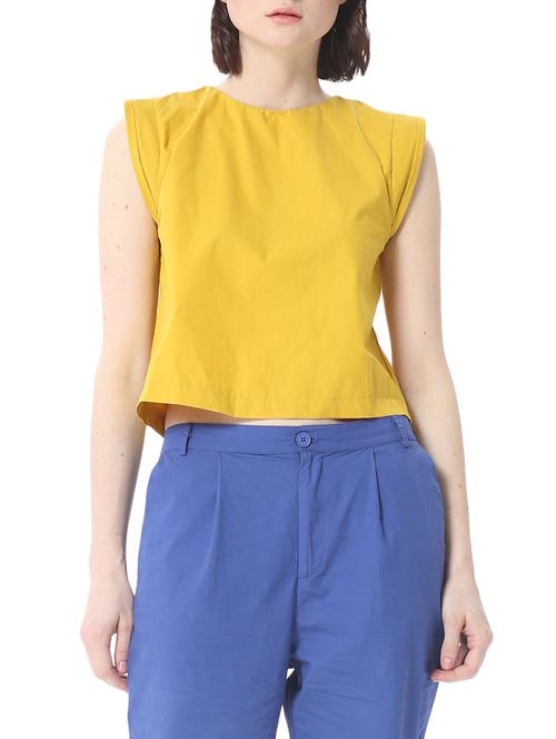 yellow cotton crop top - 13373125 - Very Small Image - 1