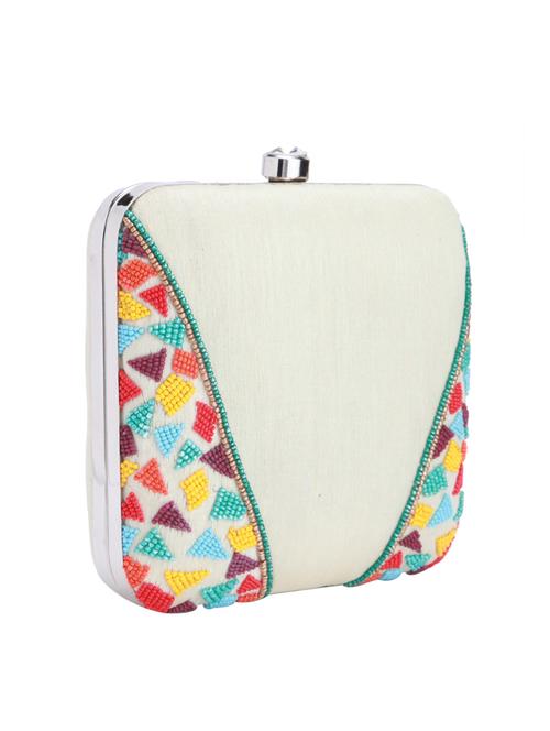 white silk embellished clutch - 13393138 - Very Small Image - 1