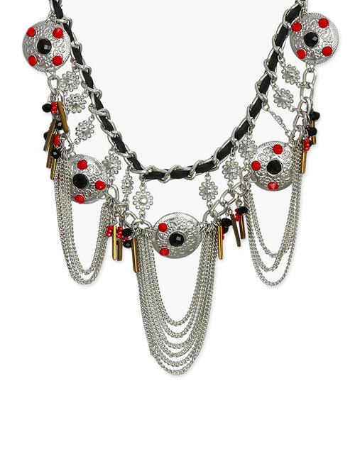 lass vogue exaggerated silver chained necklace - 13393514 - Very Small Image - 1