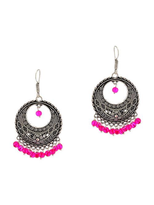pink metal chandbali earrings - 13394794 - Very Small Image - 1