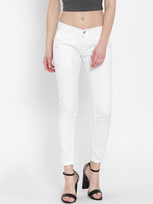 white cotton flat front trouser - 13418752 - Very Small Image - 1