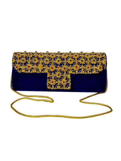 blue velvet clutch - 13419580 - Very Small Image - 1