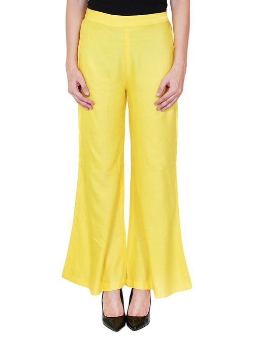 yellow viscose palazzos - 13420315 - Very Small Image - 1
