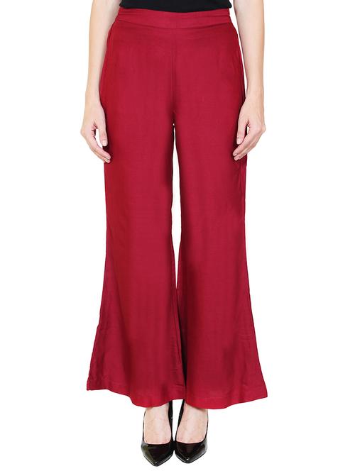 maroon rayon palazzo - 13420322 - Very Small Image - 1