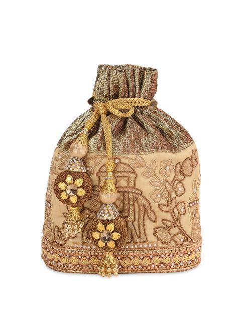 gold silk potli bag - 13422674 - Very Small Image - 1