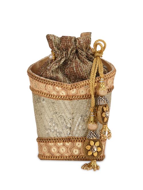 gold sequined potli bag - 13422680 - Very Small Image - 1