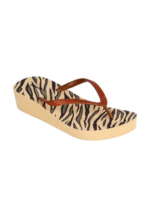 lavie beige printed flip flops - 13428799 - Very Small Image - 1