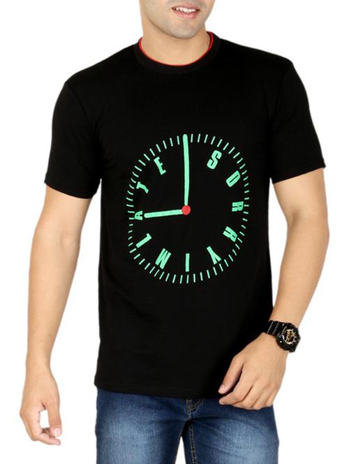 black cotton front print tshirt - 13430085 - Very Small Image - 1