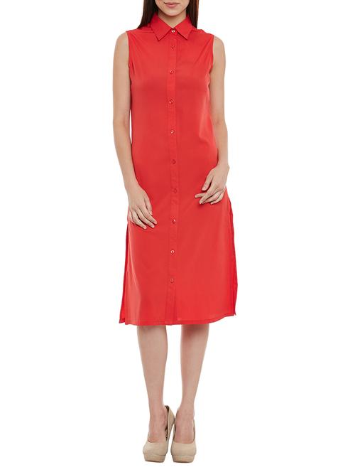 red cotton shirt dress - 13435837 - Very Small Image - 1