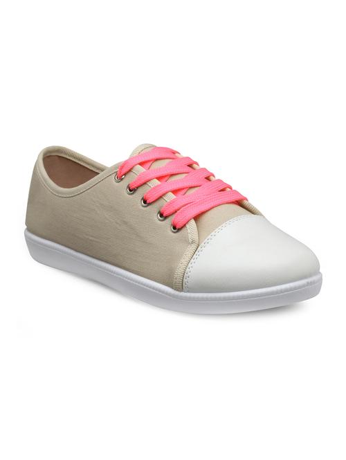 beige canvas laceup sneakers - 13437859 - Very Small Image - 1