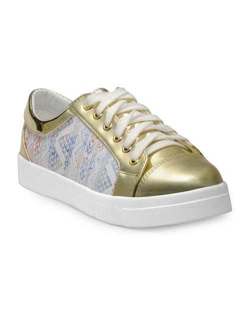gold canvas laceup sneakers - 13437890 - Very Small Image - 1
