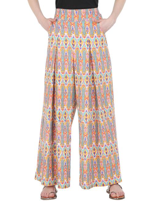multicoloured printed cotton palazzos - 13441867 - Very Small Image - 1