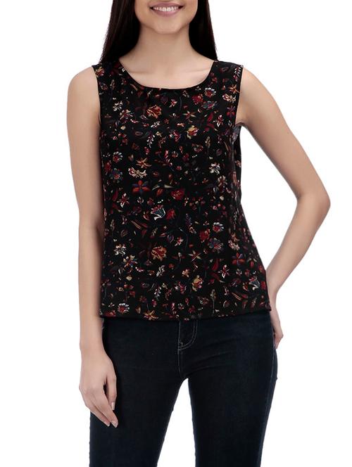 black floral print poly crepe top - 13447542 - Very Small Image - 1