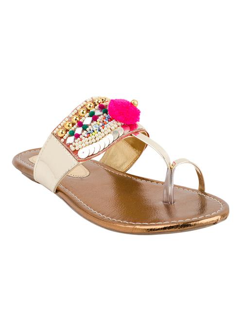 multi colored one toe kolhapuri - 13447812 - Very Small Image - 1