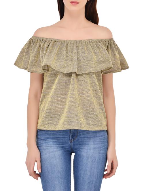 golden cotton off shoulder top - 13453275 - Very Small Image - 1