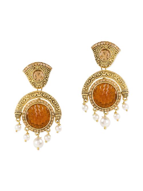 gold metal drop earrings - 13464985 - Very Small Image - 1