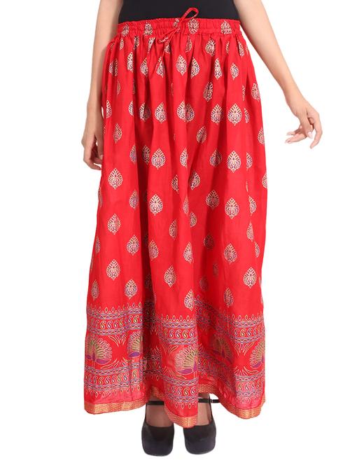 red printed cotton skirt - 13466694 - Very Small Image - 1