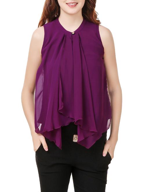 purple georgette regular top - 13469004 - Very Small Image - 1