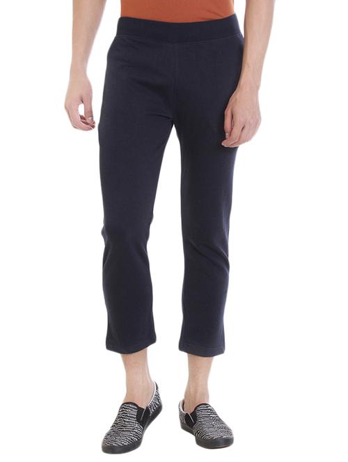 navy blue cotton full length track pant - 13469685 - Very Small Image - 1