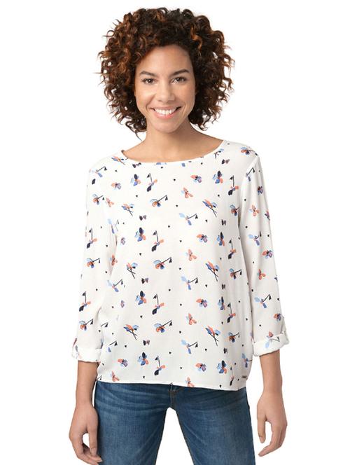 white printed viscose regular top - 13478765 - Very Small Image - 1