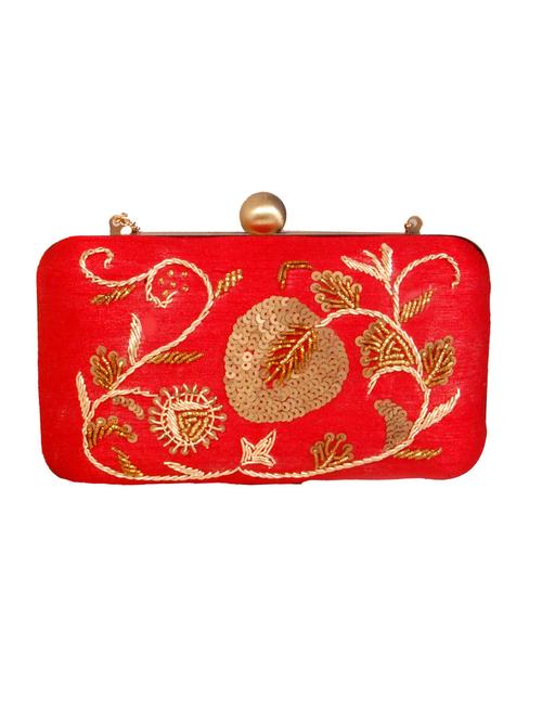 red silk box clutch - 13552930 - Very Small Image - 1