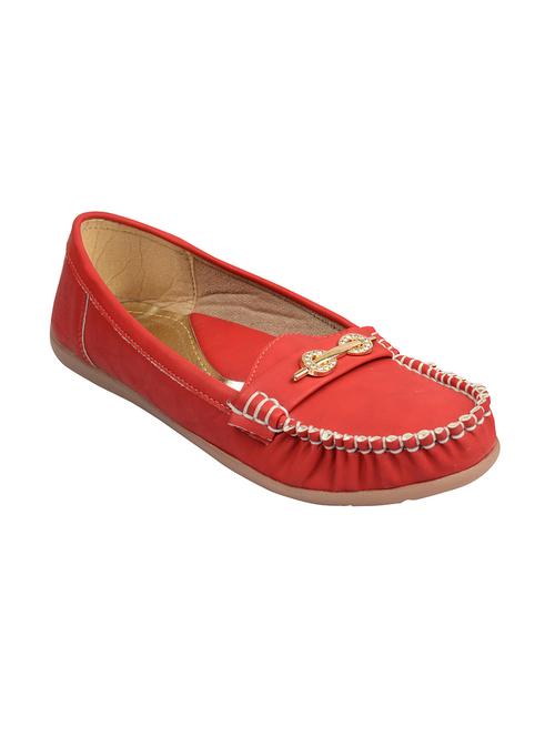 red faux leather slip on loafers - 13597969 - Very Small Image - 1