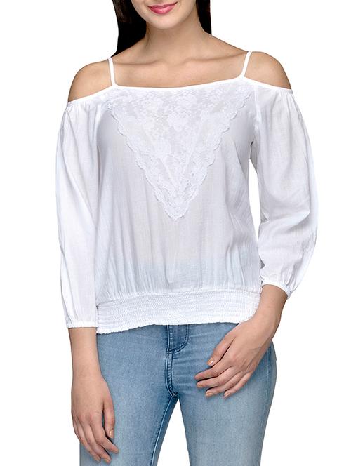 white viscose blouson top - 13600000 - Very Small Image - 1