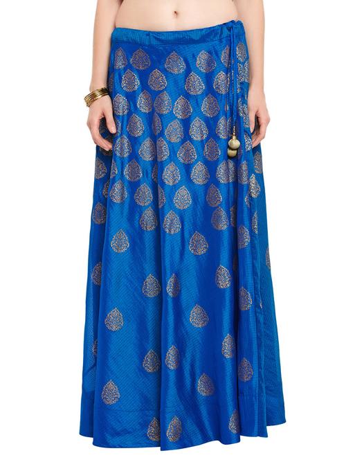 blue silk blend maxi skirt - 13601912 - Very Small Image - 1
