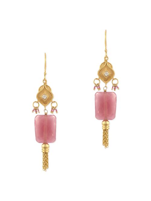 pink long tassel earrings - 13607092 - Very Small Image - 1
