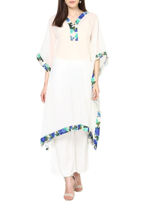 white georgette kaftan kurta - 13648177 - Very Small Image - 1