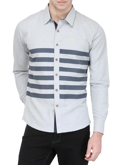 grey cotton blend casual shirt - 13650077 - Very Small Image - 1