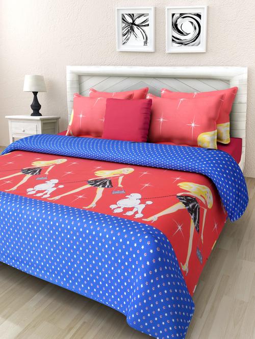 multicolored printed polycotton double bedsheet set - 13667762 - Very Small Image - 1