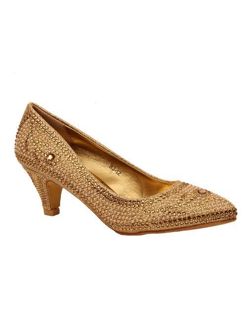 gold leatherette slip on pumps - 13674781 - Very Small Image - 1