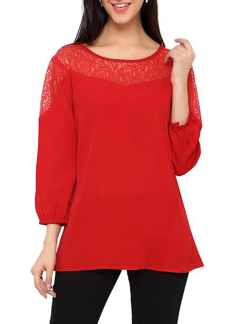 red crepe top - 13680228 - Very Small Image - 1