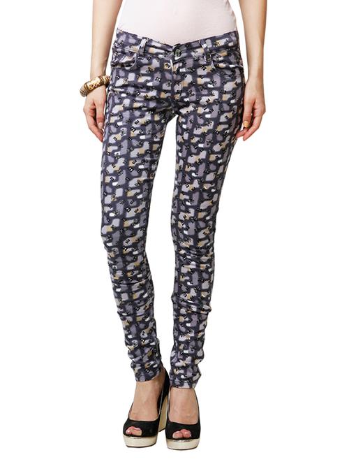 grey printed cotton chinos trouser - 13682558 - Very Small Image - 1