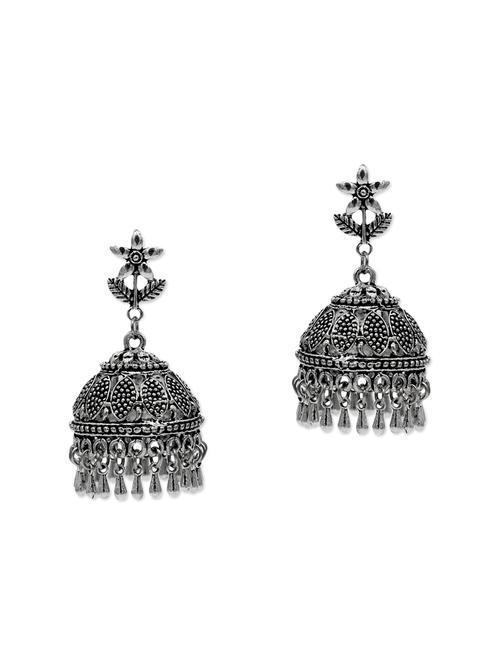 zerokaata german silver ethnic emerald chandelier earrings - 13685348 - Very Small Image - 1