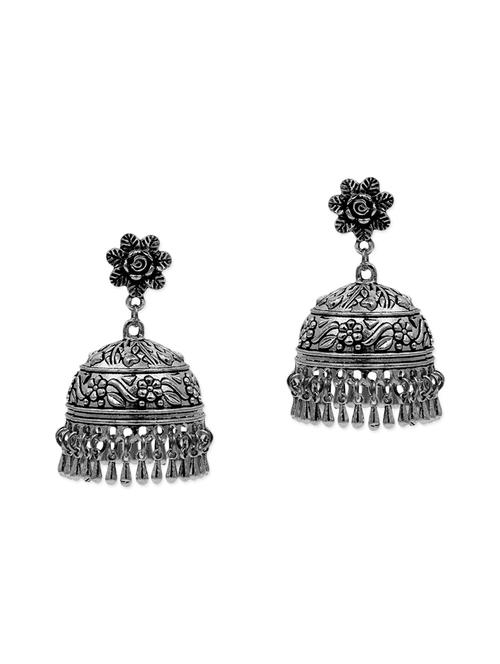 zerokaata german silver ethnic chandelier earrings - 13685352 - Very Small Image - 1