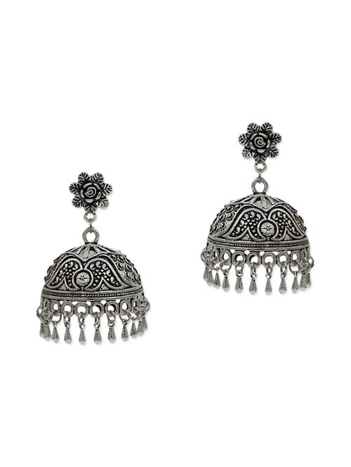 zerokaata german silver royal style jhumki earrings - 13685353 - Very Small Image - 1