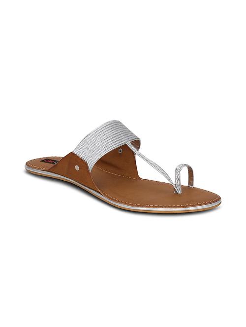 silver faux leather one toe kolhapuris - 13686725 - Very Small Image - 1
