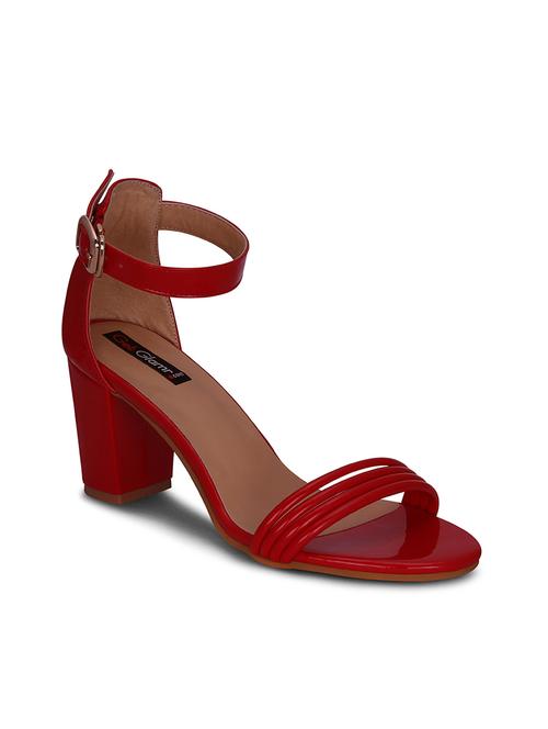 red faux leather ankle strap sandals - 13686746 - Very Small Image - 1