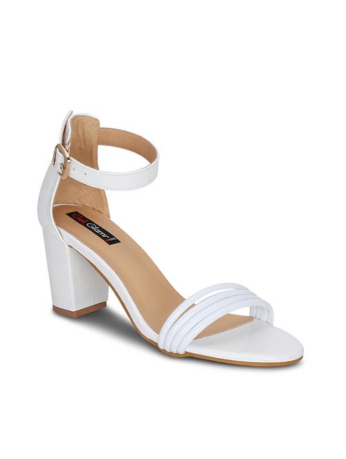 white faux leather ankle strap sandals - 13686747 - Very Small Image - 1
