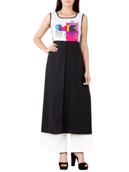 Black polyester kurta - 13690035 - Very Small Image - 1
