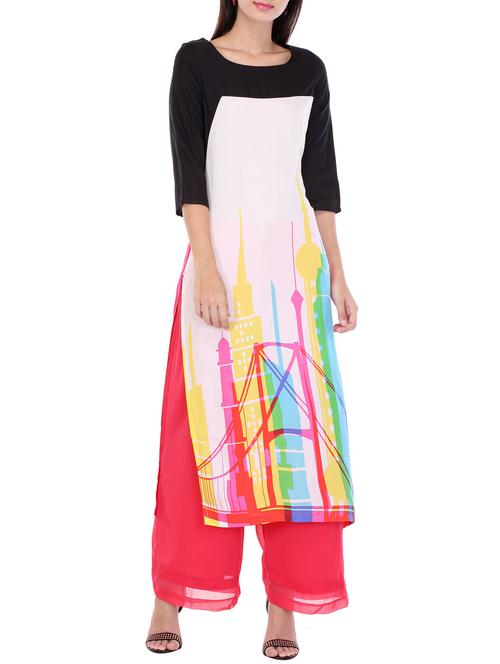 white rayon kurta - 13690052 - Very Small Image - 1